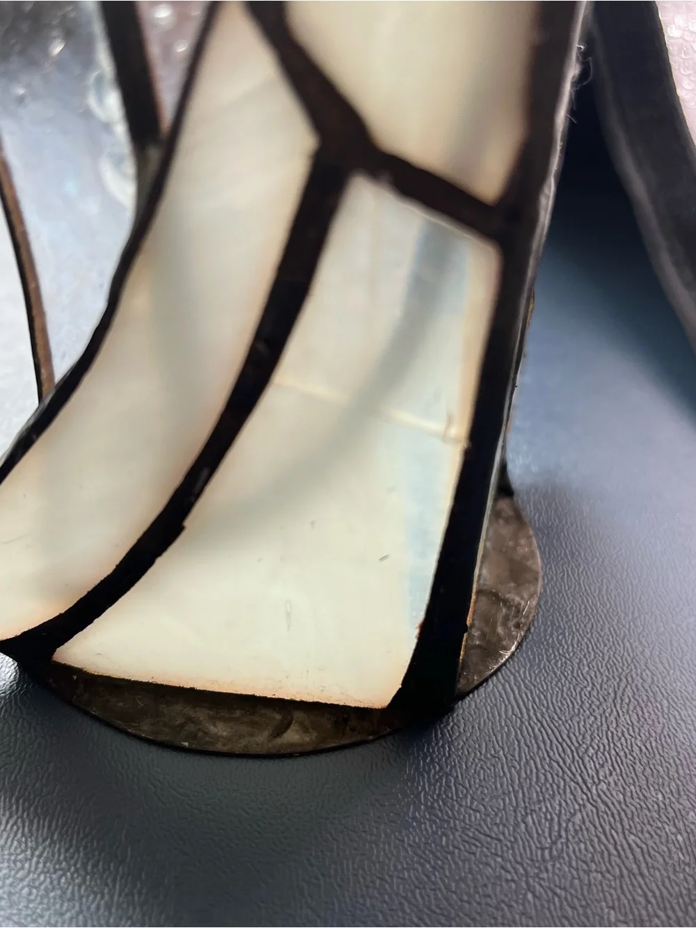 Vintage Pier One Stained Glass Angel Candle Holder Luminary 5.5x3”